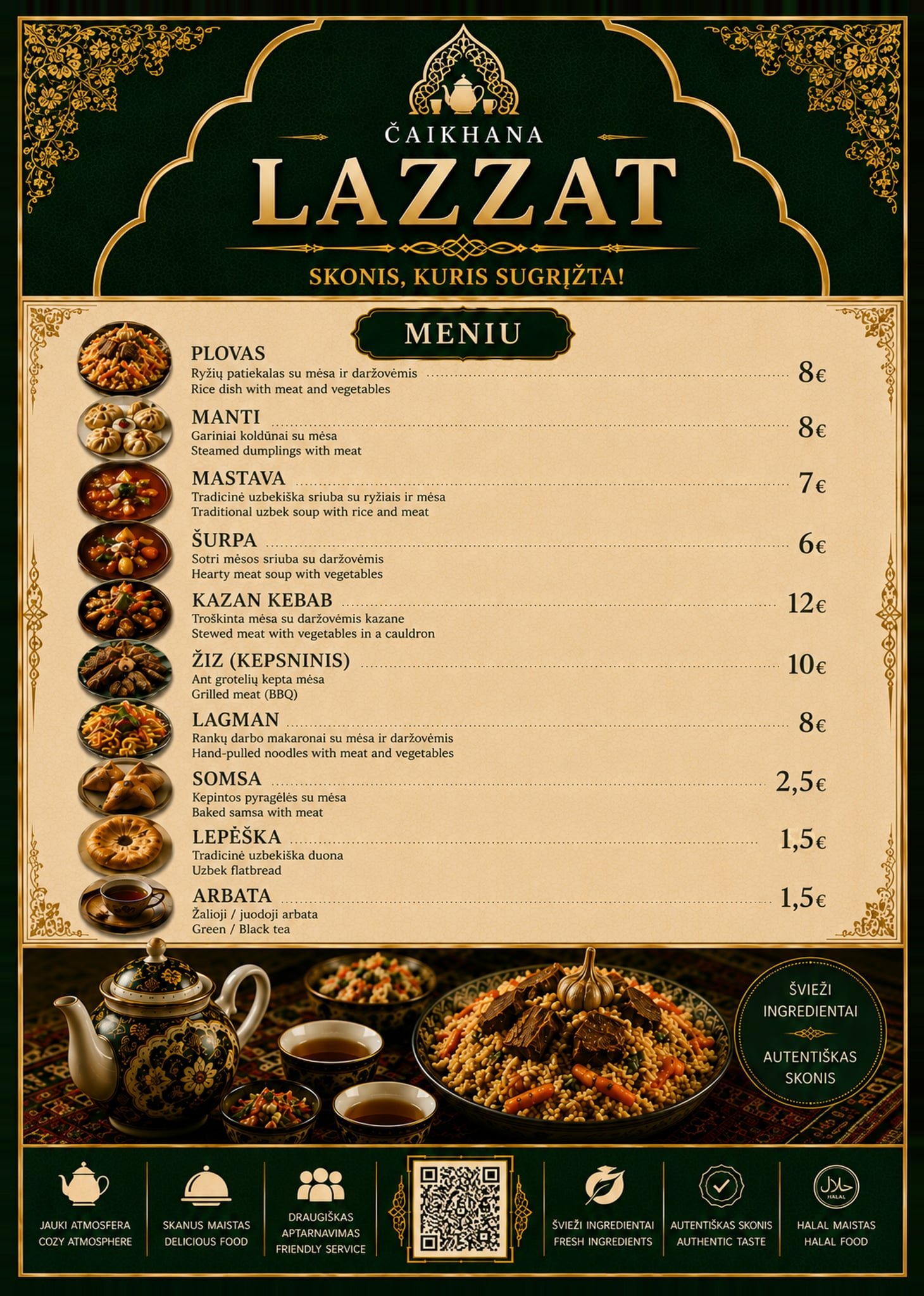 LAZZAT Restaurant Menu